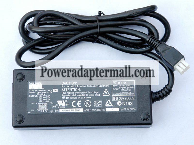 Genuine 5V 12V Cisco Systems ADP-30RB AC Power Adapter 34-0874-0 Genuine 5V 12V Cisco Systems ADP-30RB AC Power Adapter 34-0874-0